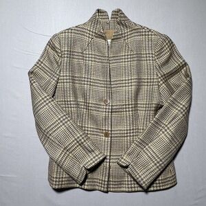 Giorgio Armani Blazer Womens 6‎ Brown Plaid Wool Jacket Made Italy Le Collezioni
